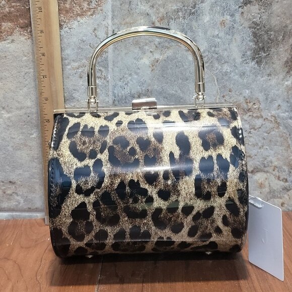 Leopard Print Round Barrel Shoulder Hand Bag - Picture 7 of 15